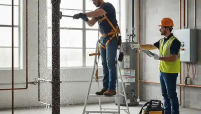 Emergency plumber repairing burst pipe in Detroit, MI home