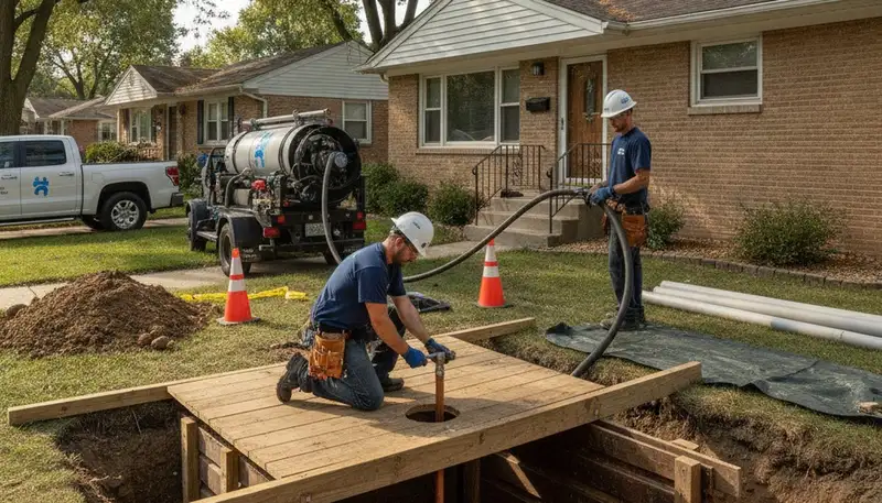 Detroit MI plumber repairing a leaking pipe for emergency plumbing service