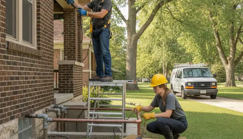 Detroit, MI plumber repairing a leak for a local plumbing service call