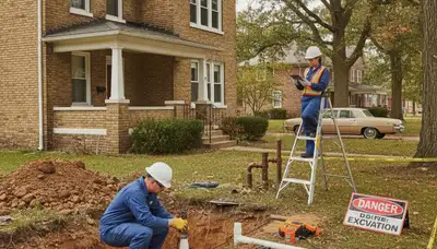 Detroit, MI plumber repairing a residential pipe for plumbing service on the job site