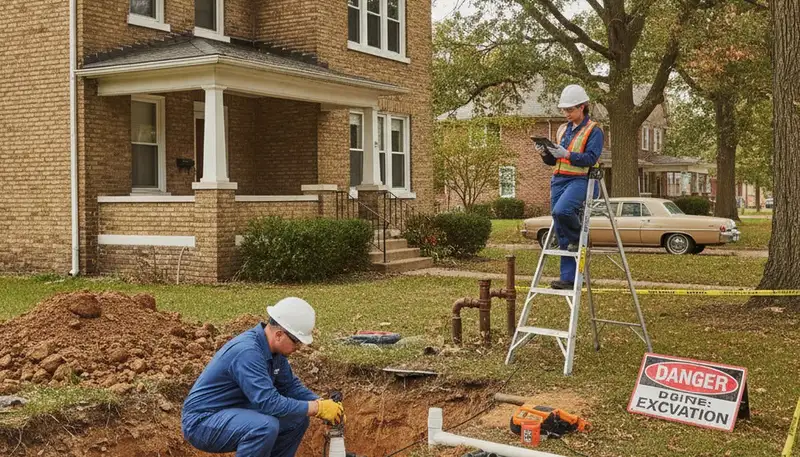 Detroit, MI plumber repairing a residential pipe for plumbing service on the job site