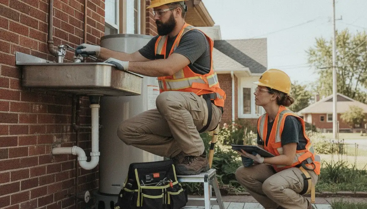 Detroit, MI plumber repairing a leaking pipe for a plumbing service call