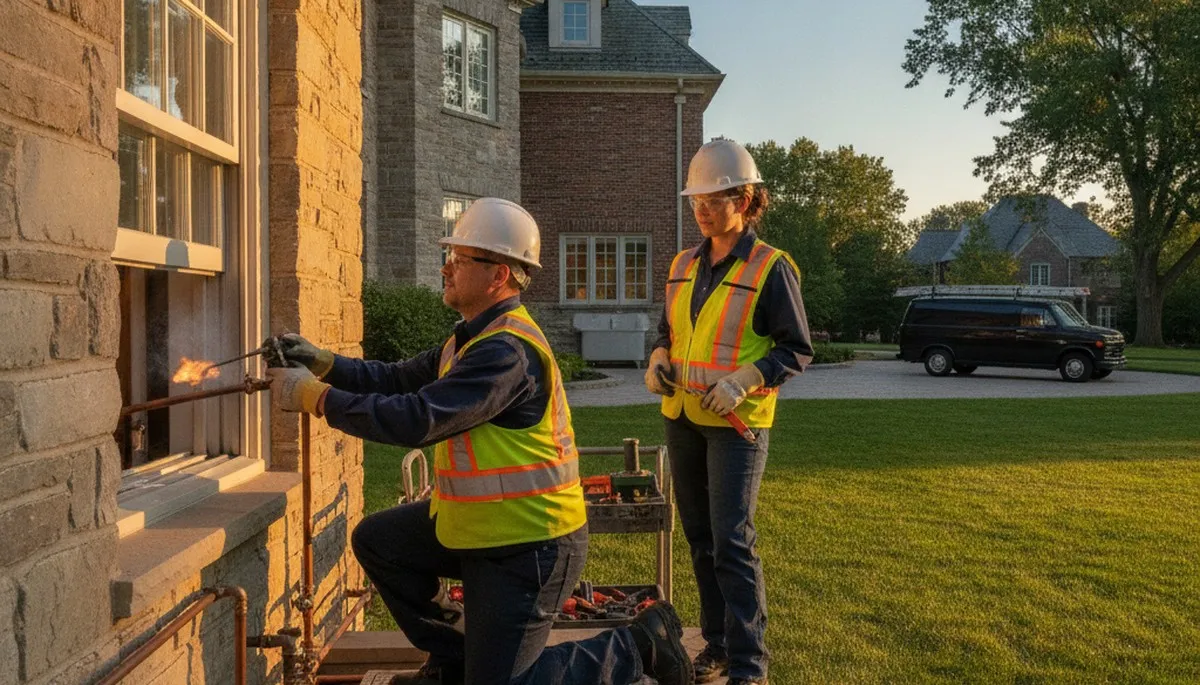 Detroit MI plumber repairing a leaking pipe for a residential plumbing service