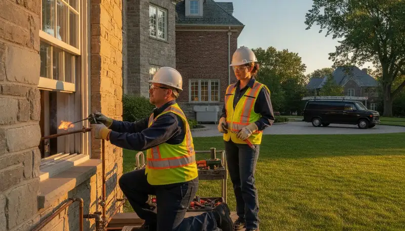 Detroit MI plumber repairing a leaking pipe for a residential plumbing service