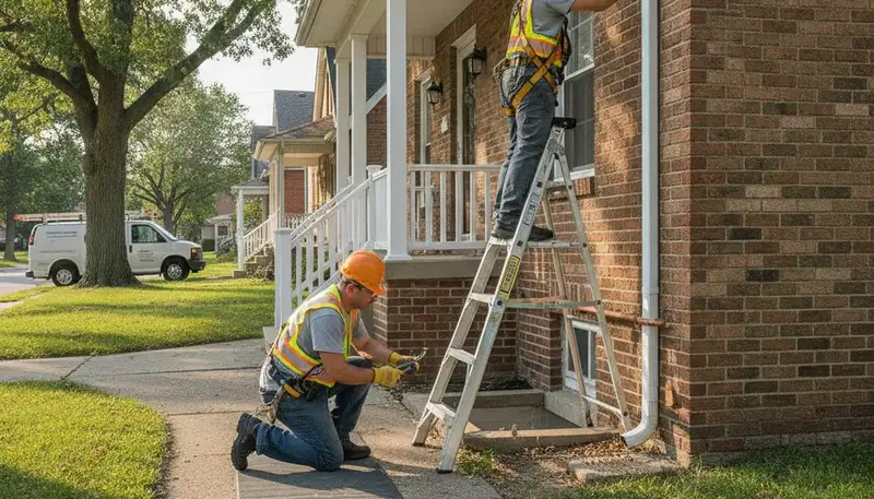 Detroit, MI plumbing repair team fixing a residential pipe leak for fast local service