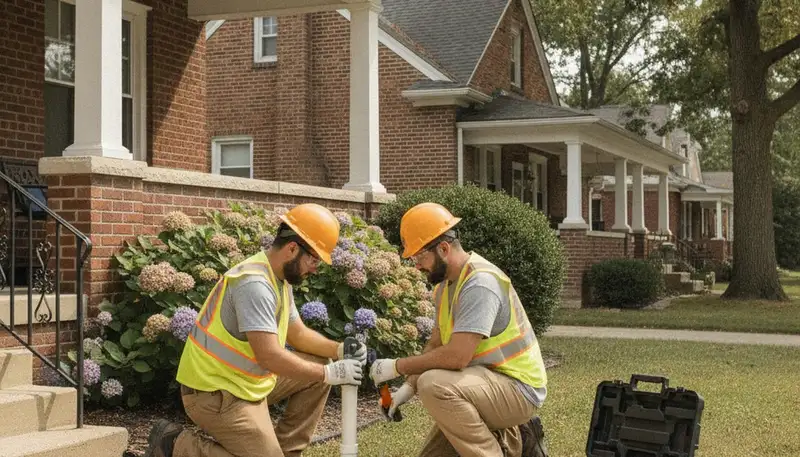 Detroit, MI plumbing repair technician fixing a residential pipe leak