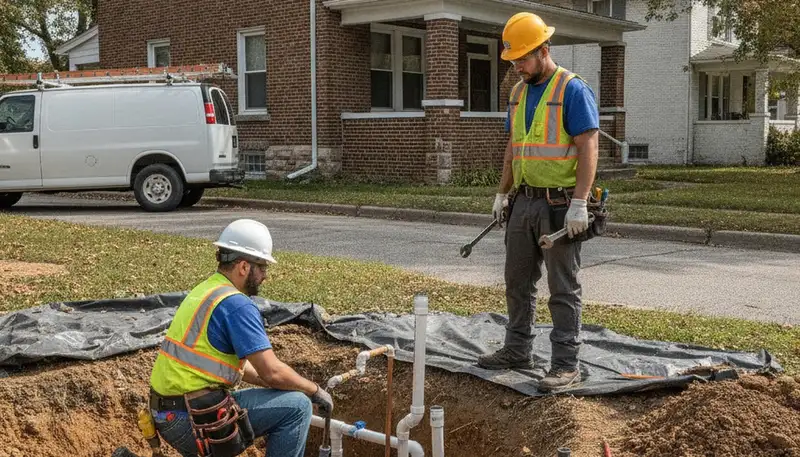 Detroit, MI plumber repairing a pipe for a residential plumbing service call