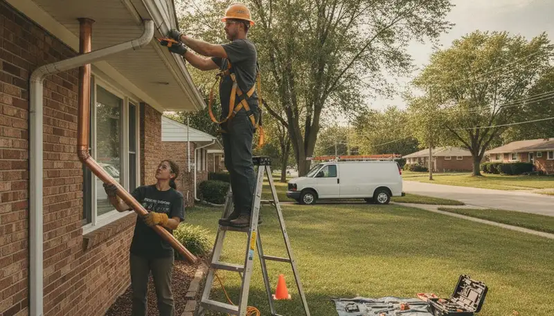 Detroit, MI plumber repairing a leaking pipe for a residential plumbing service