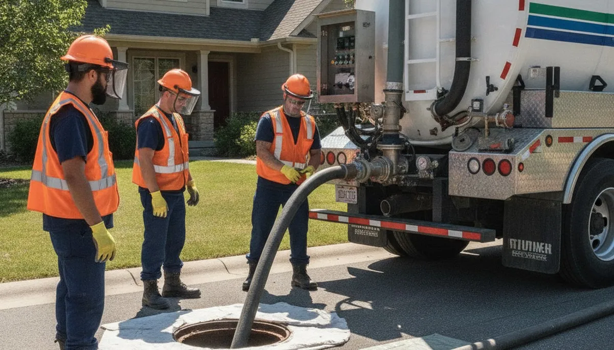 Detroit, MI plumbers performing septic pumping service for a residential home