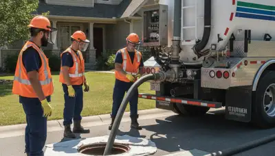 Detroit, MI plumbers performing septic pumping service for a residential home