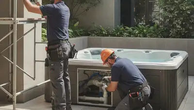 Detroit, MI plumber repairing a home spa for reliable service and lasting performance