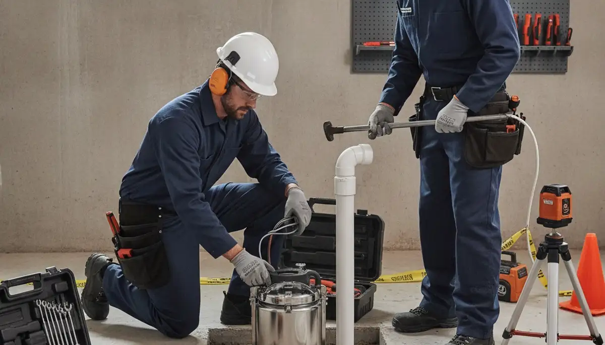 Detroit, MI plumber installing a sump pump to protect a basement from flooding