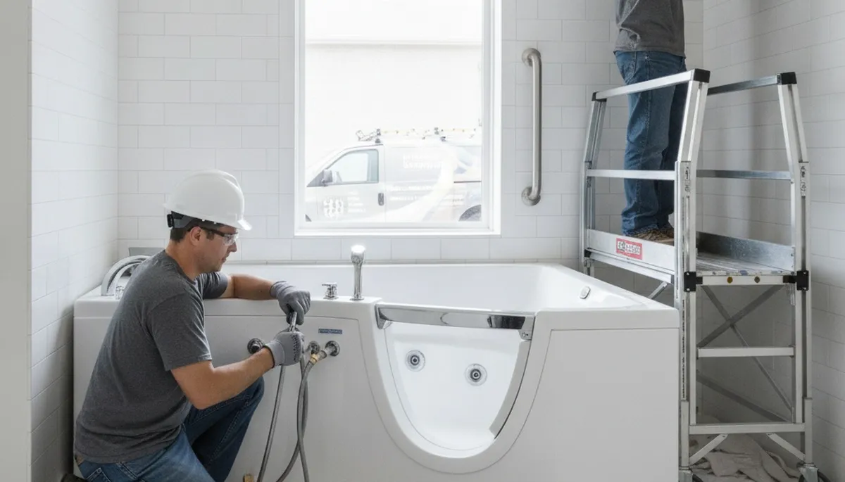 Walk in tub installation by Detroit, MI plumbers for safer, comfortable home bathing