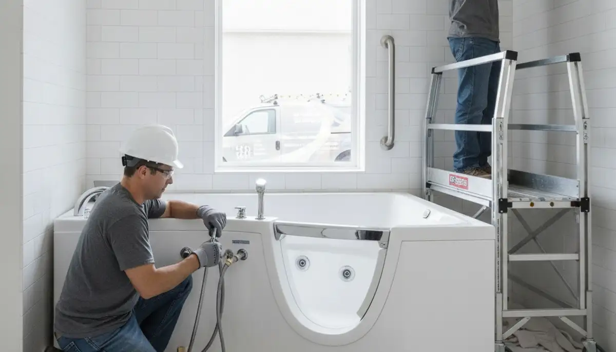 Walk in tub installation by Detroit, MI plumbers for safer, comfortable home bathing