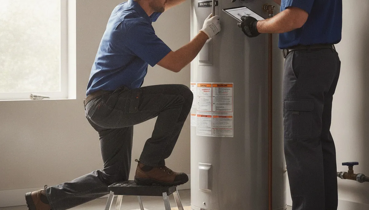 Detroit, MI plumber repairing a water heater for reliable home hot water service