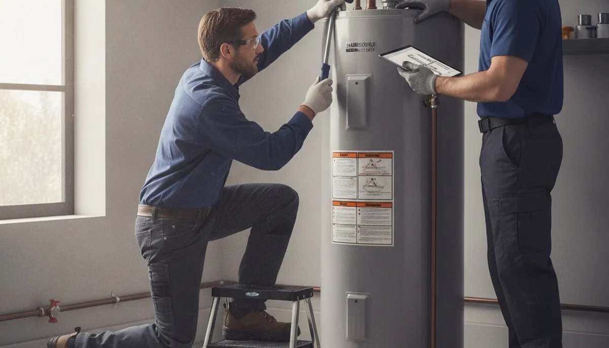 Detroit, MI plumber repairing a water heater for reliable home hot water service