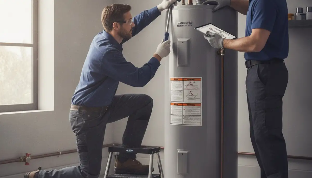 Detroit, MI plumber repairing a water heater for reliable home hot water service
