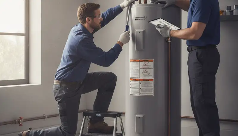 Detroit, MI plumber repairing a water heater for reliable home hot water service